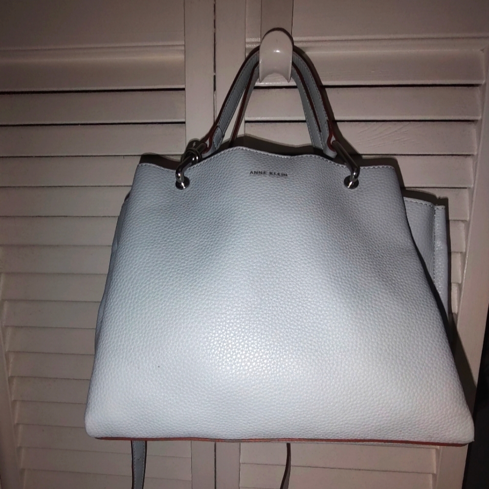 Anne Klein Alissa Midi Satchel Bag  Light Blue